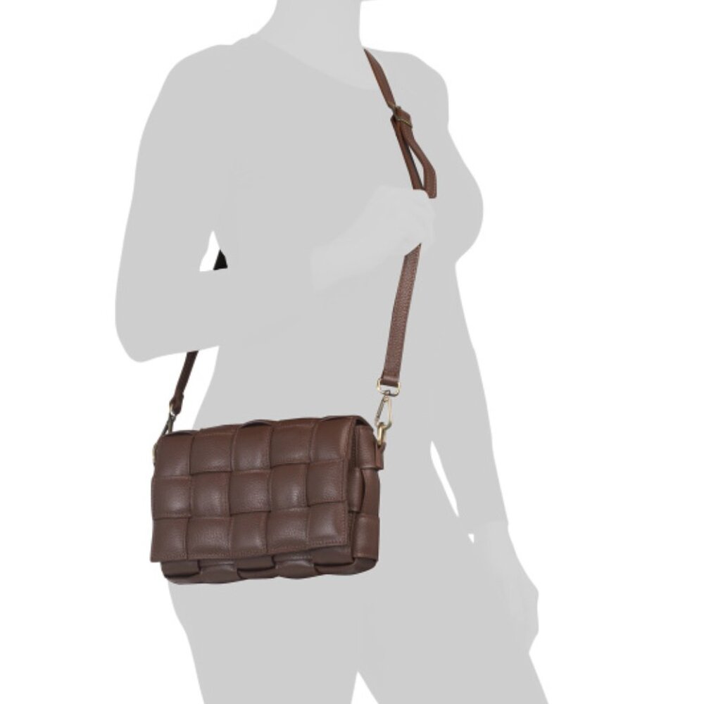 VIOLA CASTELLANI Made In Italy Leather Woven Crossbody Bag - Picture 4 of 4